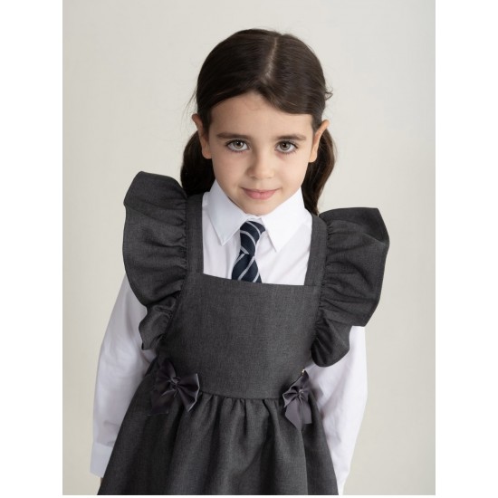 Caramelo Kids Girls Grey Flared Pinafore with Bow 342142