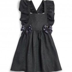 Caramelo Kids Girls Grey Flared Pinafore with Bow 342142 Caramelo Kids Girls Grey Flared Pinafore with Bow 342142
