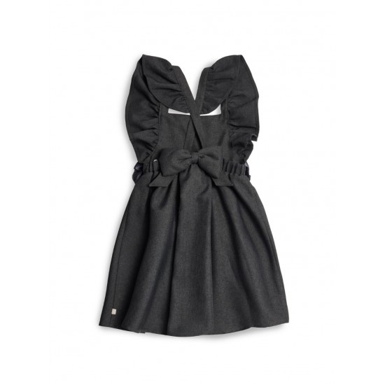 Caramelo Kids Girls Grey Flared Pinafore with Bow 342142