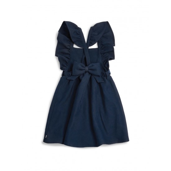 Caramelo Kids Girls Navy Flared Pinafore with Bow 342142