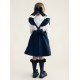 Caramelo Kids Girls Navy Flared Pinafore with Bow 342142