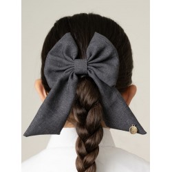 Caramelo Kids Girls Grey School Hair Bow with Alligator clip 349793