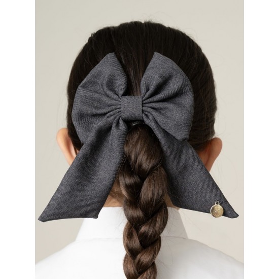 Caramelo Kids Girls Grey School Hair Bow with Alligator clip 349793
