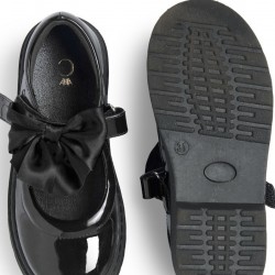 Caramelo Kids Black Bow School Shoes 377101 Caramelo Kids Black Bow School Shoes 377101
