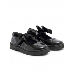 Caramelo Kids Black Bow School Shoes 377101