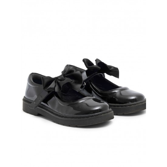 Caramelo Kids Black Bow School Shoes 377101