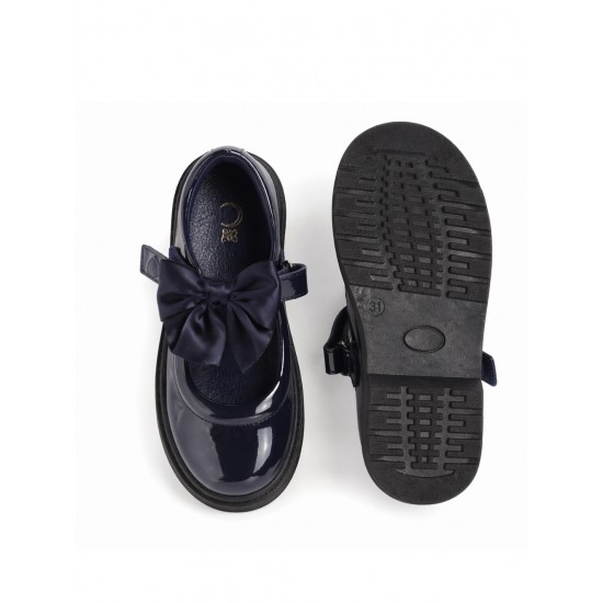 Caramelo Kids Navy Bow School Shoes 377101