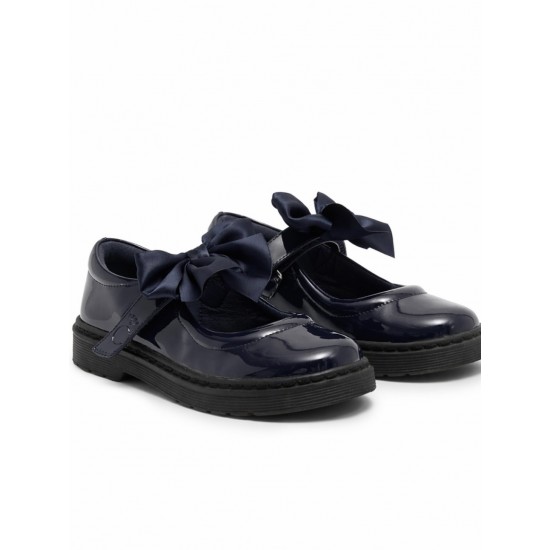Caramelo Kids Navy Bow School Shoes 377101