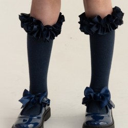 Caramelo Kids Navy Bow School Shoes 377101