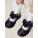 Caramelo Kids Navy Bow School Shoes 377101