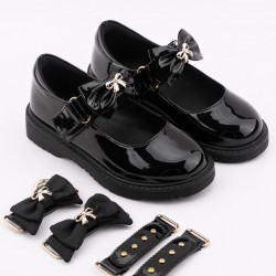 Caramelo Kids Black Interchangeable Straps Shoe 377107