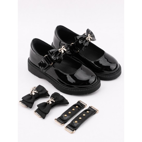Caramelo Kids Black Interchangeable Straps Shoe 377107
