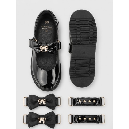 Caramelo Kids Black Interchangeable Straps Shoe 377107
