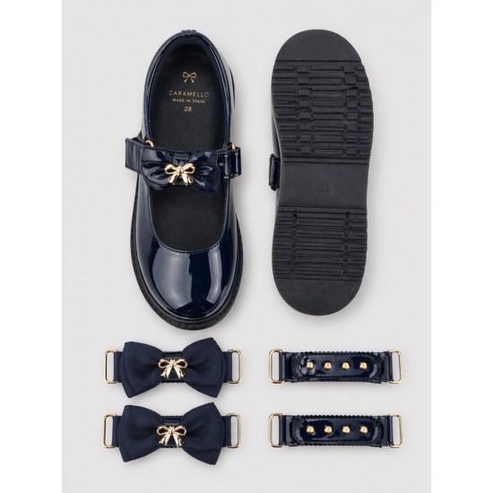 Caramelo Kids Navy Interchangeable Straps Shoe 377107