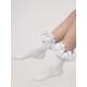 Caramelo Kids Girls White Ruffle ribbon Ankle socks 049