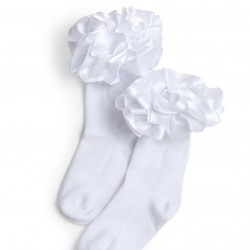 Caramelo Kids Girls White Ruffle ribbon Ankle socks 049