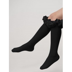 Caramelo Kids Girls Black Knee-high socks 044918