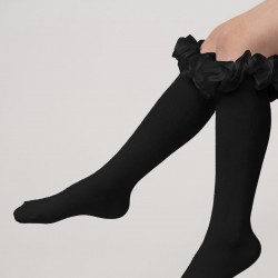 Caramelo Kids Girls Black Knee-high socks 044918