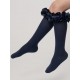 Caramelo Kids Navy Ruffle ribbon Knee length socks 044918