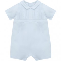 Emile et Rose  SS26 Blue Romper with pleated emb waistband & collar 7348PB