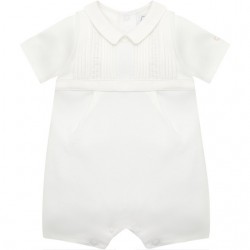 Emile et Rose  SS26 Romper with pleated emb waistband & collar 7348WH
