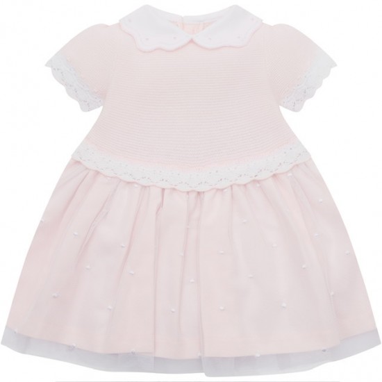 Emile et Rose SS26 Pink Dress with knitted upper, jersey skirt, emb tulle overlay & pants 8479PP Emile et Rose SS26 Pink Dress with knitted upper, jersey skirt, emb tulle overlay & pants 8479PP