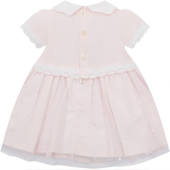 Emile et Rose SS26 Pink Dress with knitted upper, jersey skirt, emb tulle overlay & pants 8479PP Emile et Rose SS26 Pink Dress with knitted upper, jersey skirt, emb tulle overlay & pants 8479PP