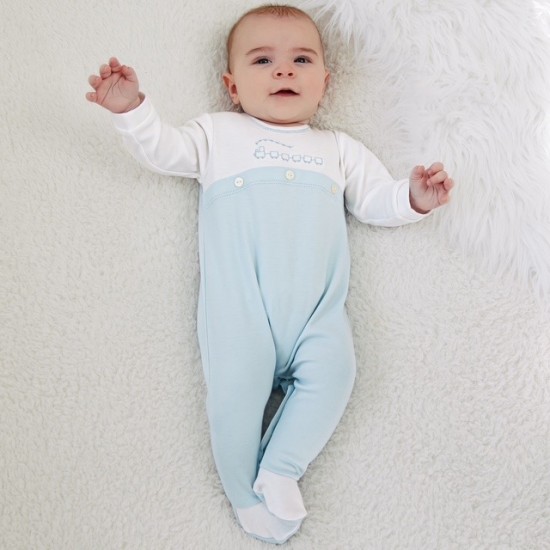 Emile et Rose SS26 Pale Blue 2Pc interlock All in One Romper 2643PB