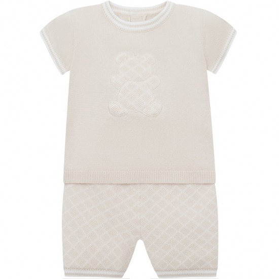 Emile et Rose SS26 Knitted beige bear Jumper & shorts 5399ST