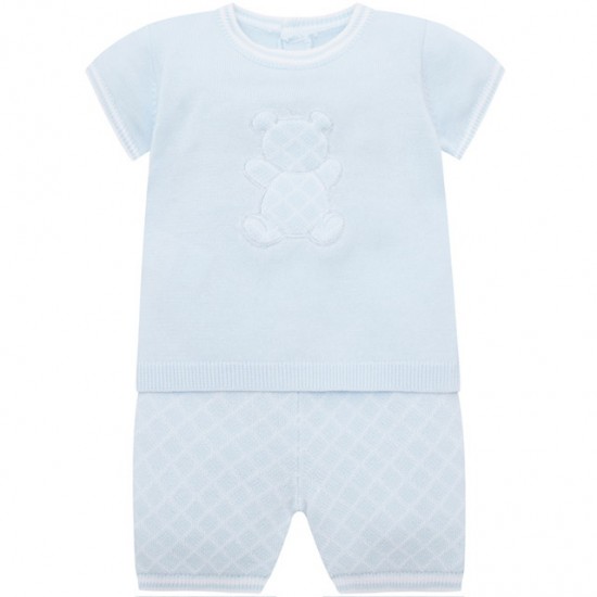 Emile et Rose SS26 Pale Blue Knitted bear Top & shorts set 5399 Emile et Rose SS26 Pale Blue Knitted bear Top & shorts set 5399