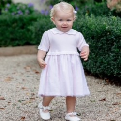 Emile et Rose  SS26 Pink Dress with knitted upper, jersey skirt, emb tulle overlay & pants 8479PP