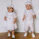 Emile et Rose SS26 Linen style sailor 2PC, collar & navy trim, Shorts & hat 5393WH Emile et Rose SS26 Linen style sailor 2PC, collar & navy trim, Shorts & hat 5393WH