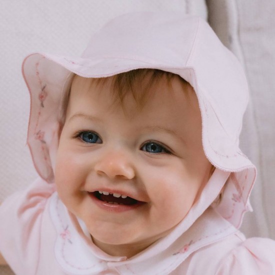 emile et rose ss26 girls pink floral sunat with embroidered scallop brim 4789pp emile et rose ss26 girls pink floral sunat with embroidered scallop brim 4789pp