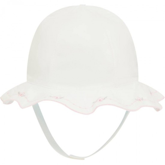 emile et rose ss26 girls white and pink floral sunhat with embroidered scallop brim 4789wh emile et rose ss26 girls white and pink floral sunhat with embroidered scallop brim 4789wh