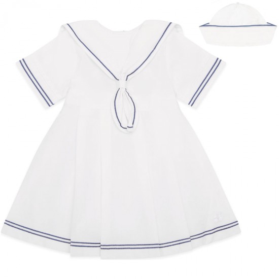Emile et Rose SS26 Girls White Sailor Dress and Hat 8468WH Emile et Rose SS26 Girls White Sailor Dress and Hat 8468WH