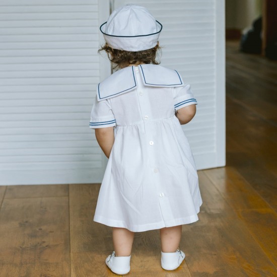 Emile et Rose SS26 Girls White Sailor Dress and Hat 8468WH Emile et Rose SS26 Girls White Sailor Dress and Hat 8468WH