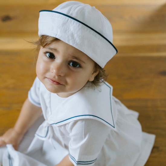 Emile et Rose SS26 Girls White Sailor Dress and Hat 8468WH Emile et Rose SS26 Girls White Sailor Dress and Hat 8468WH