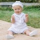 Emile et Rose SS26 White Linen Boys Sailor Romper with Hat 7342WH Emile et Rose SS26 White Linen Boys Sailor Romper with Hat 7342WH