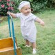 Emile et Rose SS26 White Linen Boys Sailor Romper with Hat 7342WH Emile et Rose SS26 White Linen Boys Sailor Romper with Hat 7342WH