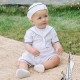 Emile et Rose SS26 White Linen Boys Sailor Romper with Hat 7342WH Emile et Rose SS26 White Linen Boys Sailor Romper with Hat 7342WH