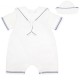Emile et Rose SS26 White Linen Boys Sailor Romper with Hat 7342WH Emile et Rose SS26 White Linen Boys Sailor Romper with Hat 7342WH