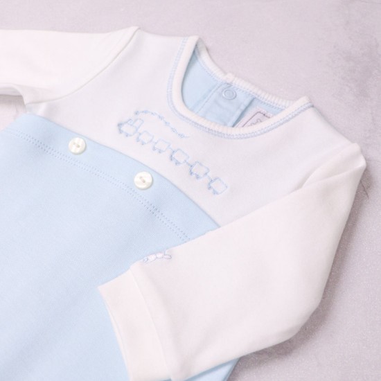 Emile et Rose SS26 Pale Blue 2Pc interlock All in One Romper 2643PB