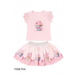 Gio Bambini SS26 Girls pink skirt set Cupcake YG-36-1