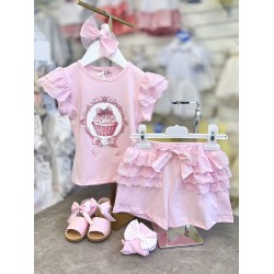 Gio Bambini SS26 Girls pink Top and Shorts set YG-39-1