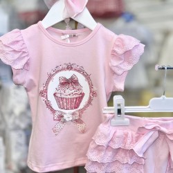 Gio Bambini SS26 Girls pink Top and Shorts set YG-39-1 Gio Bambini SS26 Girls pink Top and Shorts set YG-39-1