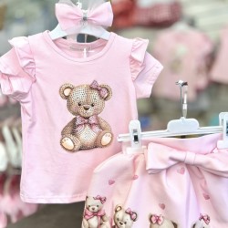 Gio Bambini SS26 Girls Pink skirt set Teddy Bear YG-33-1 Gio Bambini SS26 Girls Pink skirt set Teddy Bear YG-33-1