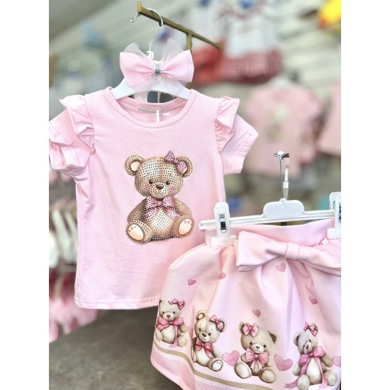 Gio Bambini SS26 Girls Pink skirt set Teddy Bear YG-33-1 Gio Bambini SS26 Girls Pink skirt set Teddy Bear YG-33-1