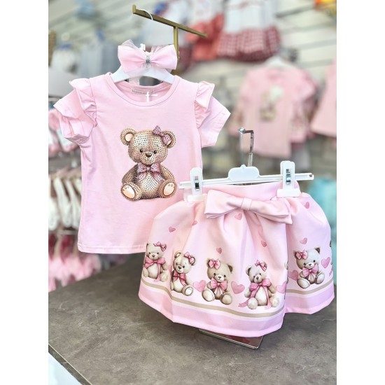 Gio Bambini SS26 Girls Pink skirt set Teddy Bear YG-33-1 Gio Bambini SS26 Girls Pink skirt set Teddy Bear YG-33-1