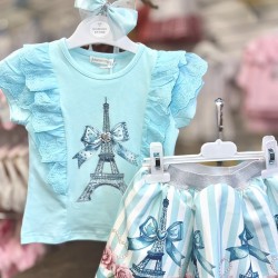 Gio Bambini SS26 Girls Mint Blue skirt set YG-31-1 Gio Bambini SS26 Girls Mint Blue skirt set YG-31-1