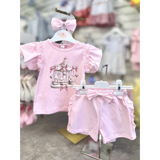 Gio Bambini SS26 Girls Pink Top and Shorts set Carousel YG-38-1 Gio Bambini SS26 Girls Pink Top and Shorts set Carousel YG-38-1
